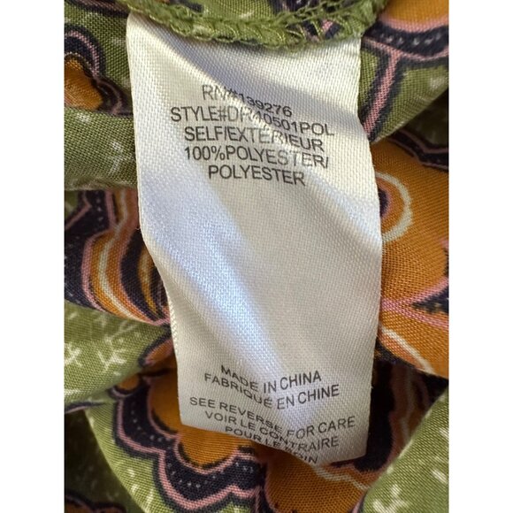 DR2 Daniel Rainn Floral Maxi Skirt Large Green Yellow Boho Cottage Elastic Waist - Picture 5 of 8